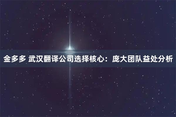 金多多 武汉翻译公司选择核心：庞大团队益处分析